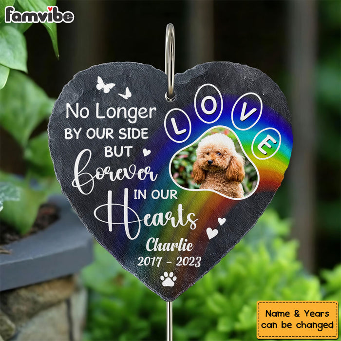 Personalized Photo Memorial Gift For Loss Of Pet No Longer By Our Side But  Forever In Our Hearts Heart Memorial Slate 27423 1