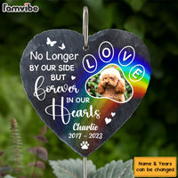 Personalized Photo Memorial Gift For Loss Of Pet No Longer By Our Side But  Forever In Our Hearts Heart Memorial Slate 27423 thumb 1