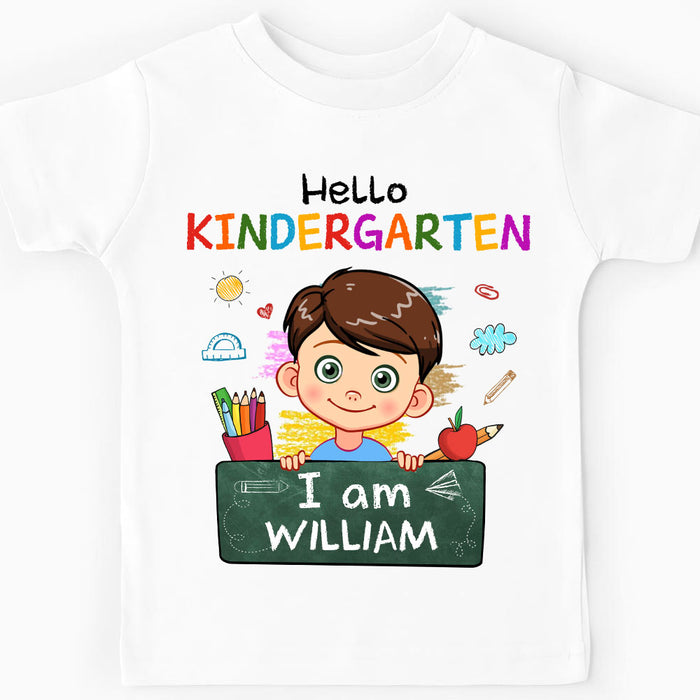 Personalized Gift For Grandson Hello Kindergarten I Am Kid T Shirt 27424 1