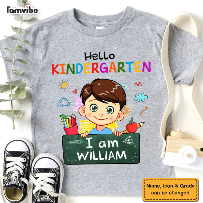 Personalized Gift For Grandson Hello Kindergarten I Am Kid T Shirt 27424 1