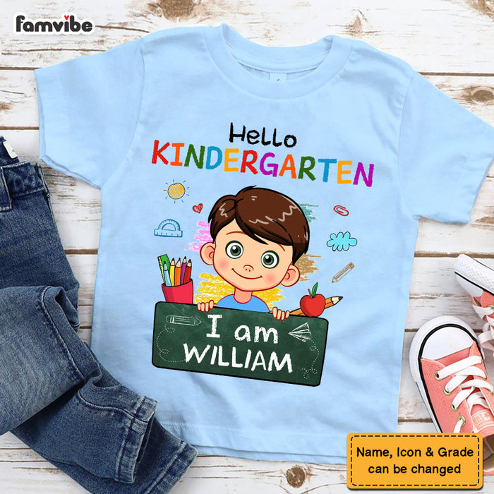 Personalized Gift For Grandson Hello Kindergarten I Am Kid T Shirt 27424 1
