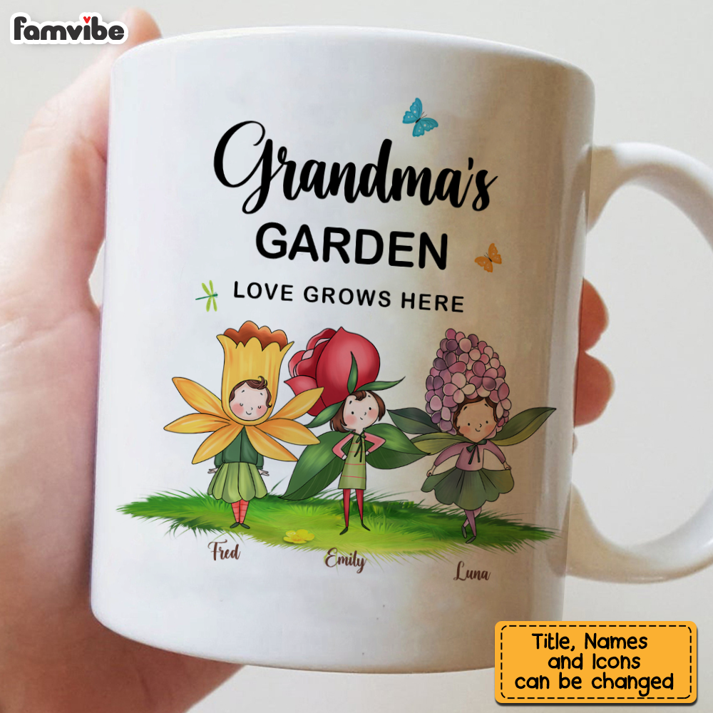 Personalized Gift For Grandma - Grandma's Garden Love Grows Here Mug 27426 Primary Mockup