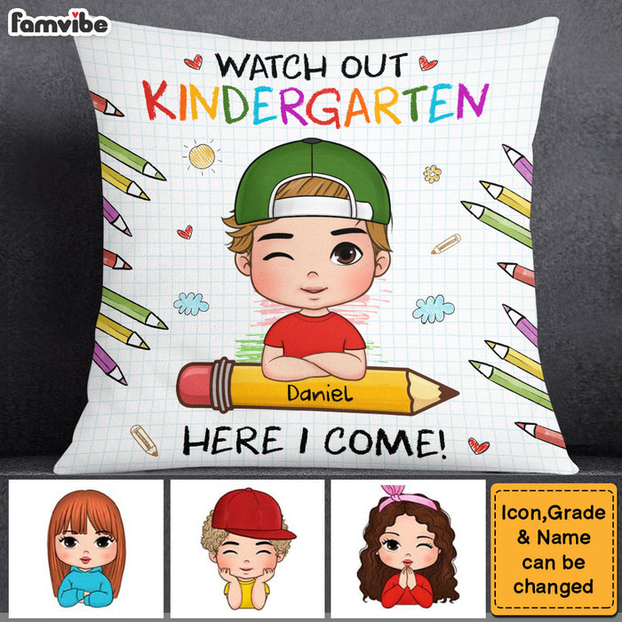 Personalized Back To School First Day Of School Gift For Grandson Watch Out Here I Come Pillow 27042 27427 1