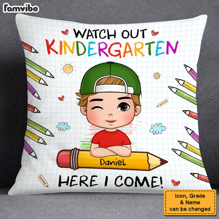 Personalized Back To School First Day Of School Gift For Grandson Watch Out Here I Come Pillow 27042 27427 1