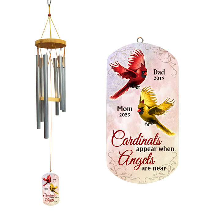 Personalized Gift For Mom Loss Dad Loss Memorial Cardinals Appear When Angels Are Near Wind Chimes 27432 1