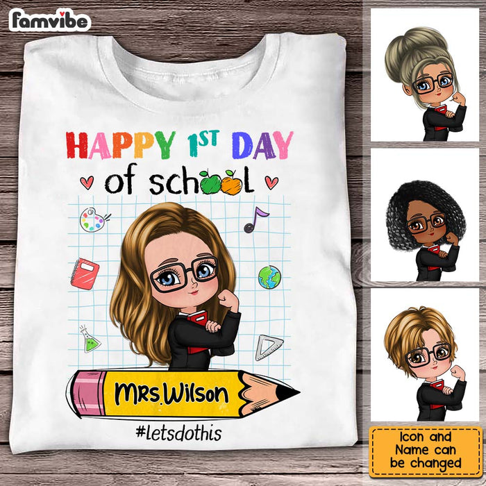 Personalized Gift For Teacher Happy First Day Of School Shirt - Hoodie - Sweatshirt 27436 1