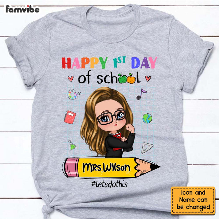 Personalized Gift For Teacher Happy First Day Of School Shirt - Hoodie - Sweatshirt 27436 1