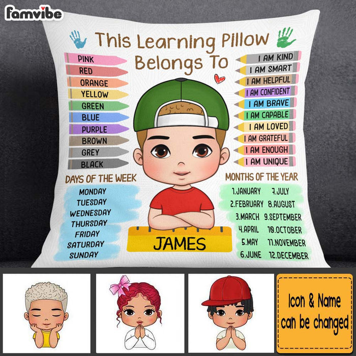 Personalized Back To School First Day Of School Gift For Grandson Set Of Educational Learning Pillow 27438 1