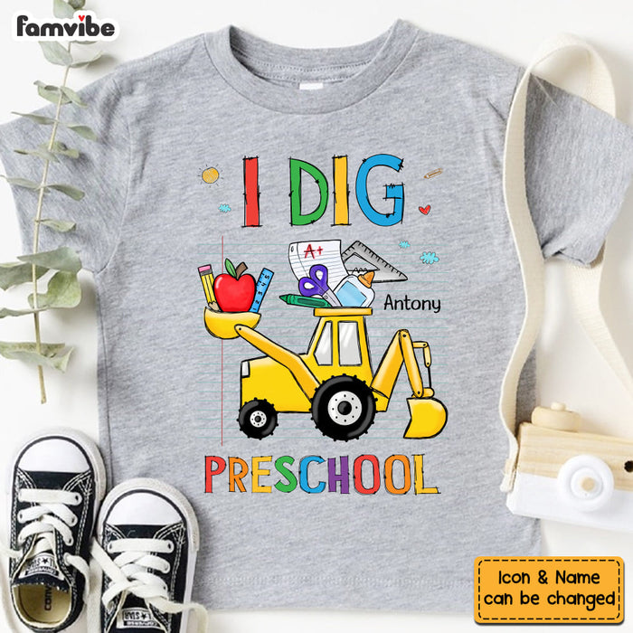 Personalized Back To School First Day Of School Gift For Grandson Truck Tractor I Dig Kid T Shirt 27443 1