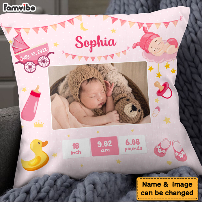 Personalized Newborn Baby Gift Cute Pattern Upload Photo Pillow 27446 1
