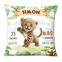 Personalized Gift For Baby Birth Annoucement Safari Animals Pillow 27452 thumb 1