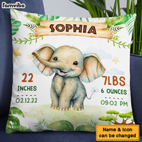 Personalized Gift For Baby Birth Annoucement Safari Animals Pillow 27452 thumb 1