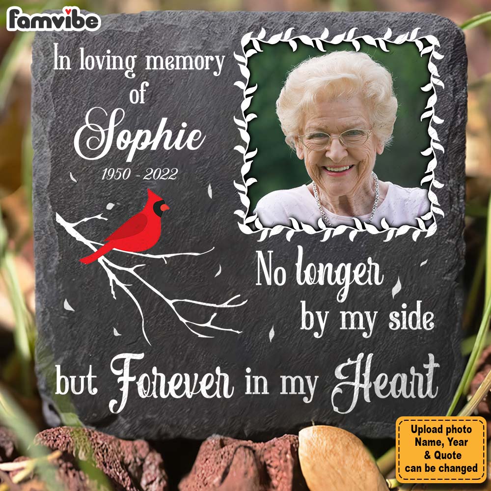 Personalized Memorial Tribute Gift Forever In My Heart Square Memorial Stone 27454 Primary Mockup