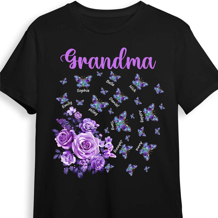 Personalized Gift For Grandma Purple Rose And Butterflies Shirt - Hoodie - Sweatshirt 27460 1