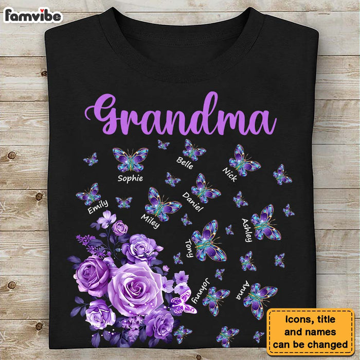 Personalized Gift For Grandma Purple Rose And Butterflies Shirt - Hoodie - Sweatshirt 27460 1