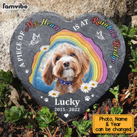 Personalized Pet Memorial A Piece Of My Heart Is At Rainbow Bridge Heart Memorial Stone 27464 thumb 1