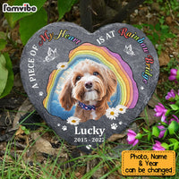 Personalized Pet Memorial A Piece Of My Heart Is At Rainbow Bridge Heart Memorial Stone 27464 thumb 1