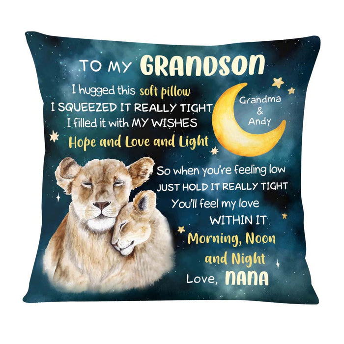 Personalized Gift For Grandson Lion Hug This Pillow 27472 1