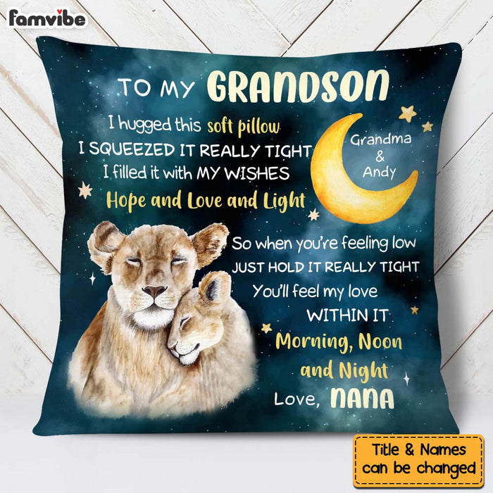 Personalized Gift For Grandson Lion Hug This Pillow 27472 1