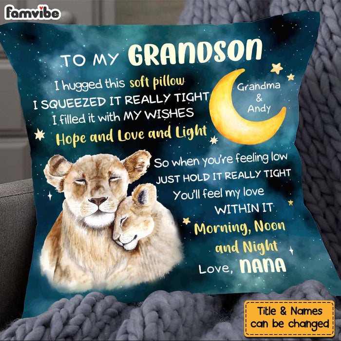 Personalized Gift For Grandson Lion Hug This Pillow 27472 1