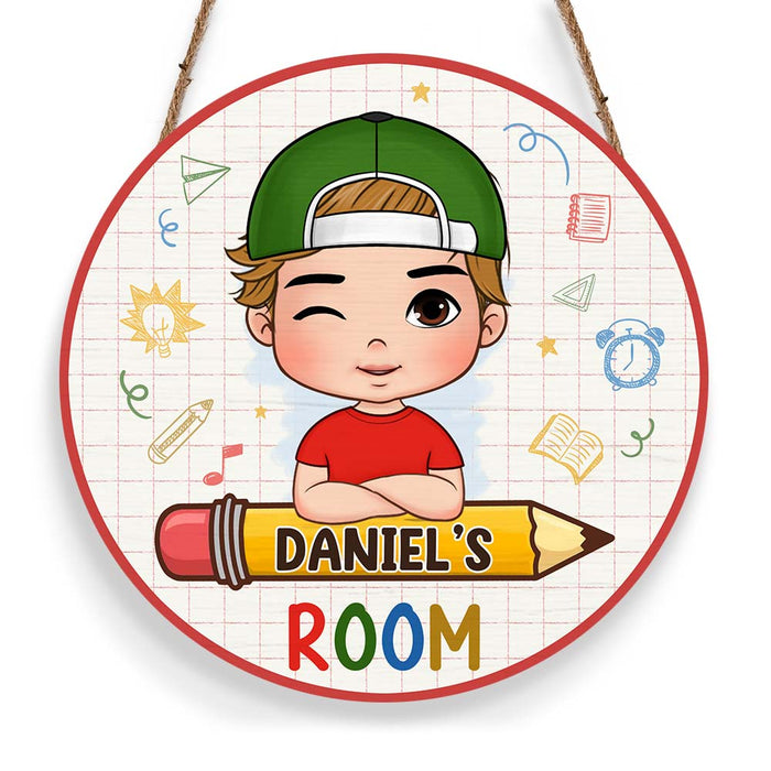 Personalized Gift For Grandson Bedroom Round Wood Sign 27476 1