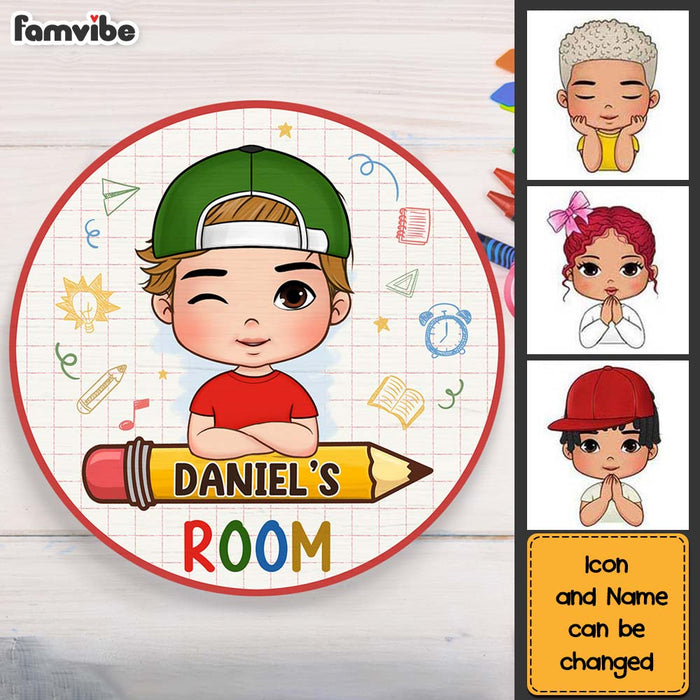 Personalized Gift For Grandson Bedroom Round Wood Sign 27476 1