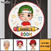 Personalized Gift For Grandson Bedroom Round Wood Sign 27476 thumb 1