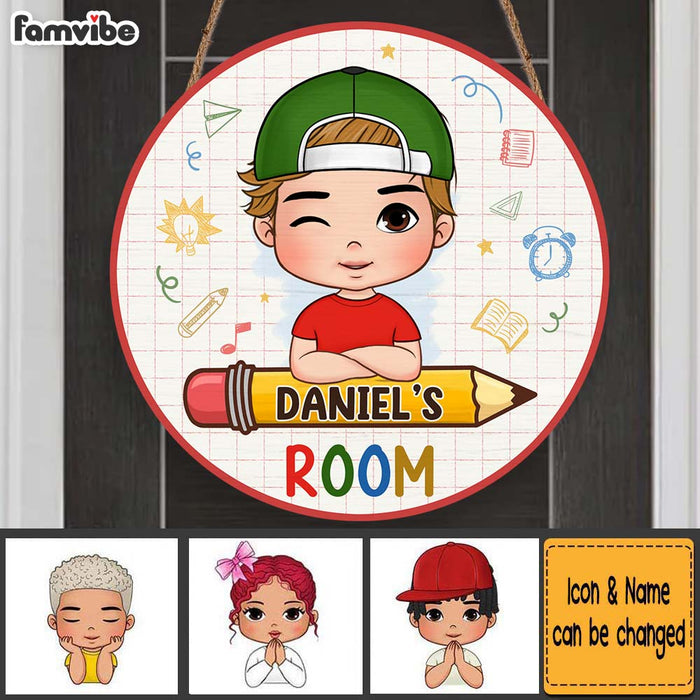 Personalized Gift For Grandson Bedroom Round Wood Sign 27476 1