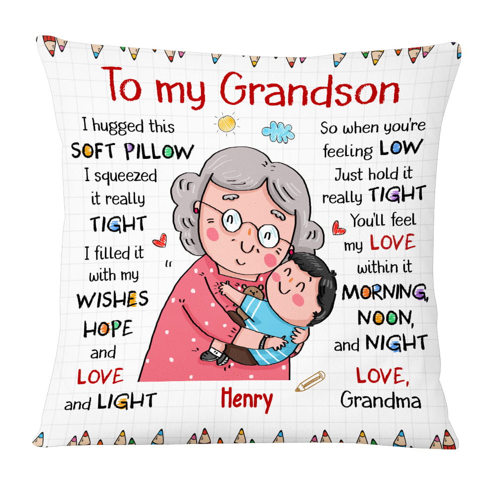 Personalized Gift For Grandson Hug This Pillow 27482 Primary Mockup
