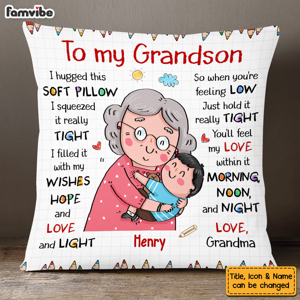 Personalized Gift For Grandson Hug This Pillow 27482 Primary Mockup