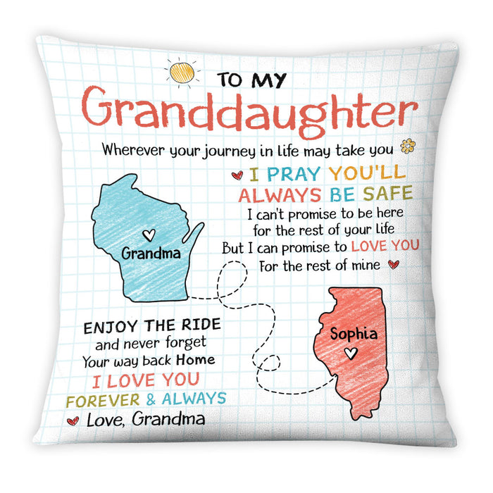 Personalized Gift For Granddaughter I Pray You'll Always Be Safe Long Distance Pillow 27486 1
