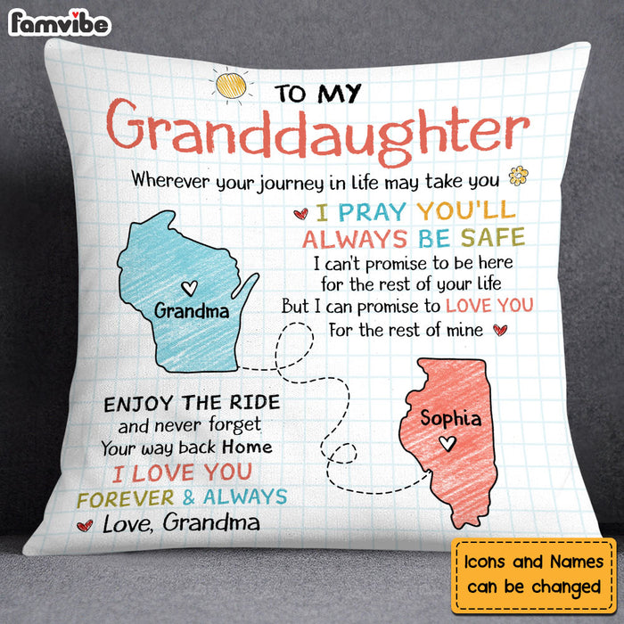 Personalized Gift For Granddaughter I Pray You'll Always Be Safe Long Distance Pillow 27486 1