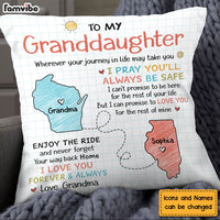 Personalized Gift For Granddaughter I Pray You'll Always Be Safe Long Distance Pillow 27486 thumb 1