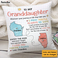Personalized Gift For Granddaughter I Pray You'll Always Be Safe Long Distance Pillow 27486 thumb 1