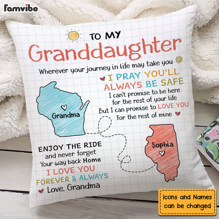 Personalized Gift For Granddaughter I Pray You'll Always Be Safe Long Distance Pillow 27486 1