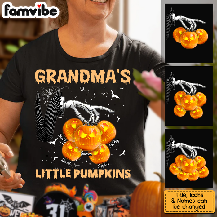 Personalized Gift For Grandma Little Pumkins Skellington Hand Shirt - Hoodie - Sweatshirt 27489 1