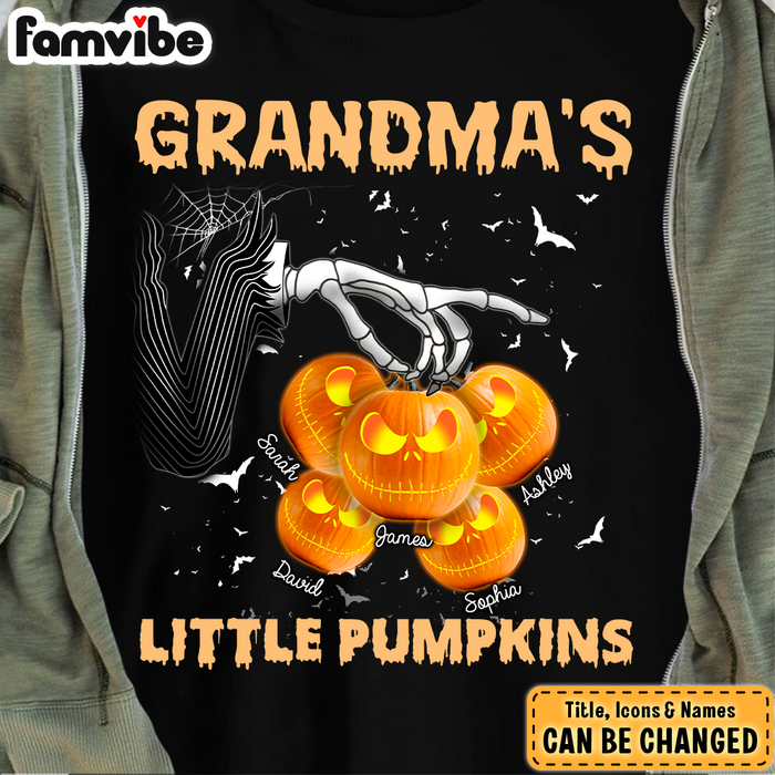 Personalized Gift For Grandma Little Pumkins Skellington Hand Shirt - Hoodie - Sweatshirt 27489 1