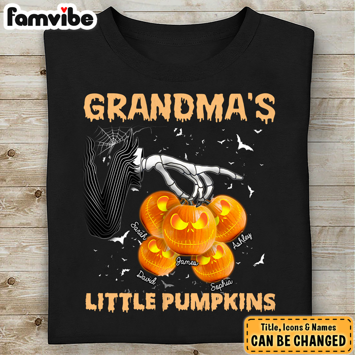 Personalized Gift For Grandma Little Pumkins Skellington Hand Shirt - Hoodie - Sweatshirt 27489 1