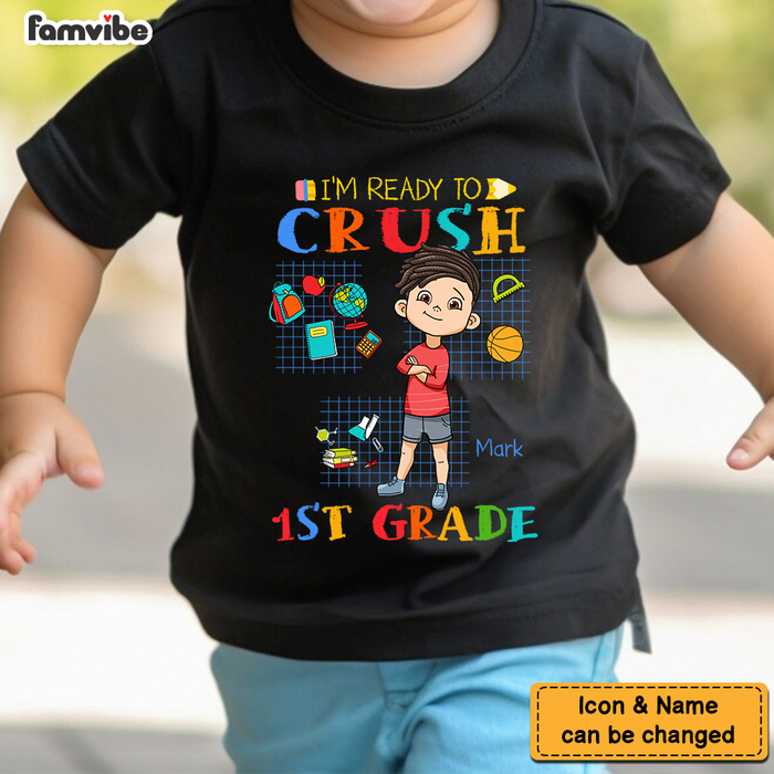 Personalized Back To School Gift For Grandson I'm Ready To Crush 1ST Grade Kid T Shirt 27494 1