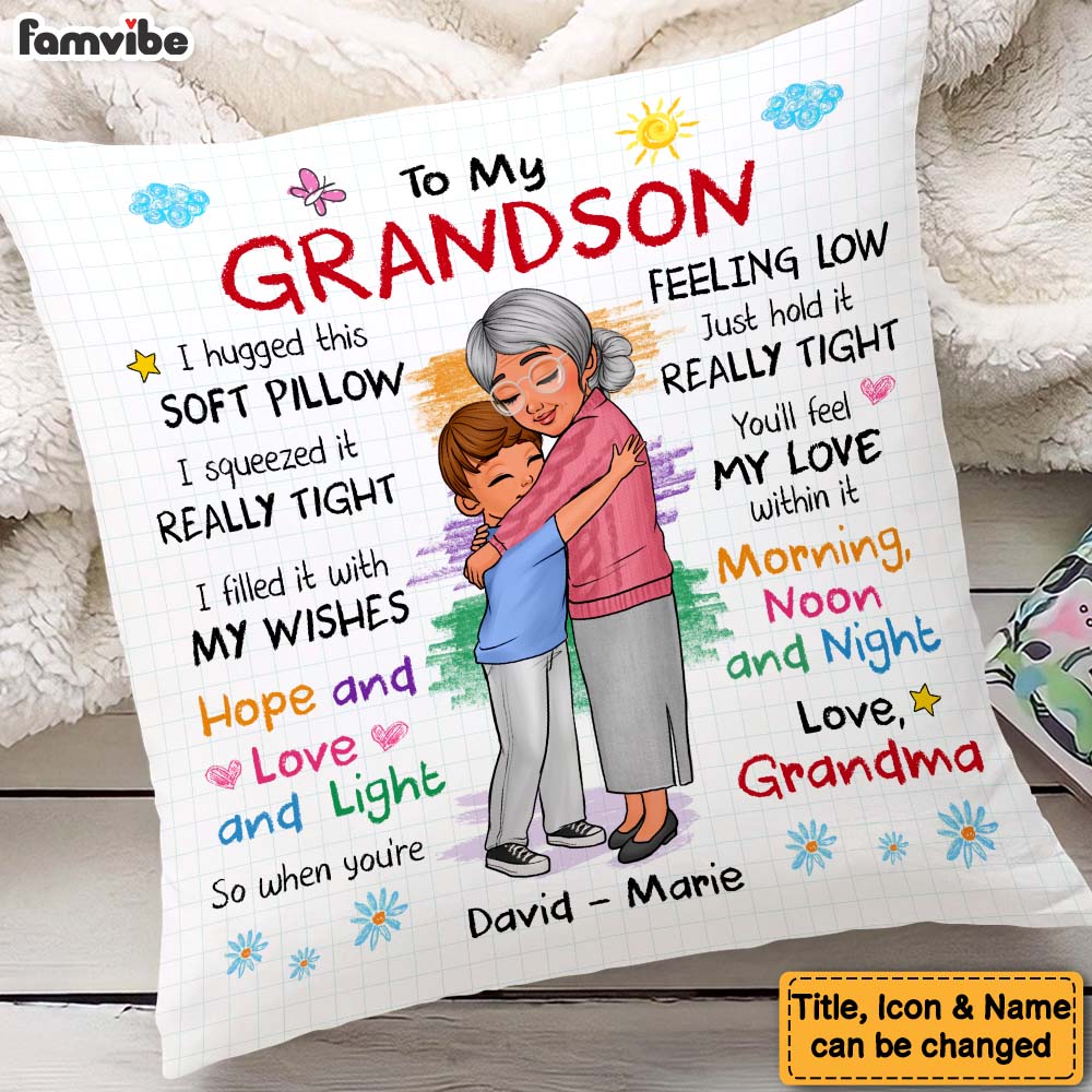 Personalized Gift For Grandson Hug This Pillow 27498 Primary Mockup