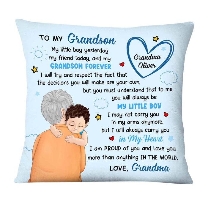 Personalized Birthday Gift For Grandson To My Grandson My Little Boy Hugging Pillow 27513 1