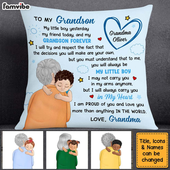 Personalized Birthday Gift For Grandson To My Grandson My Little Boy Hugging Pillow 27513 1