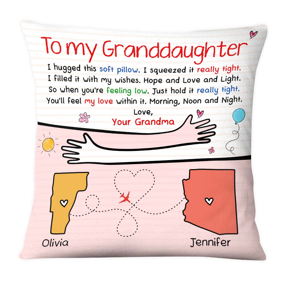 Personalized Birthday Gift For Granddaughter Long Distance Hug This Pillow 27518 Primary Mockup