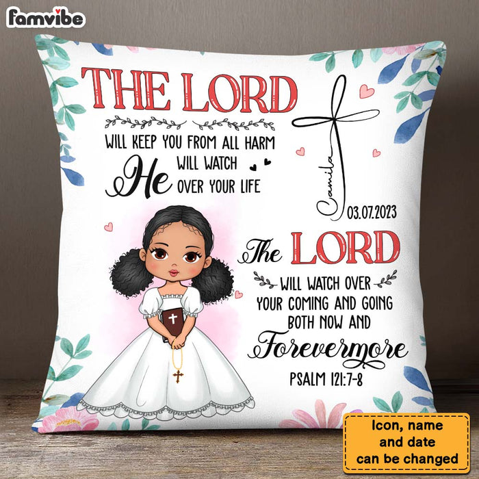 Personalized Gift For Granddaughter Communion God Protect Me Pillow 27531 1
