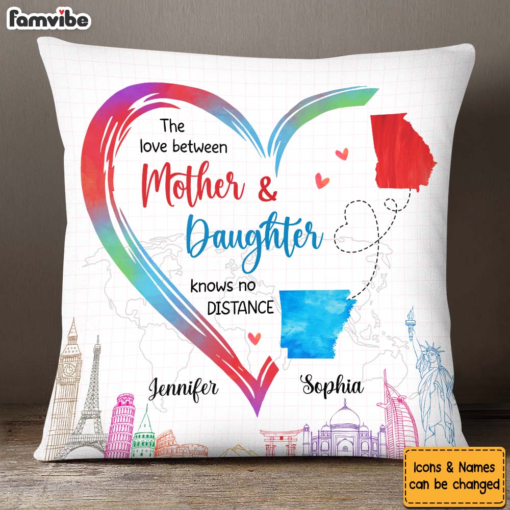 Personalized Gift For Daughter Long Distance The Love Between Mother & Daughter Pillow 27542 Primary Mockup