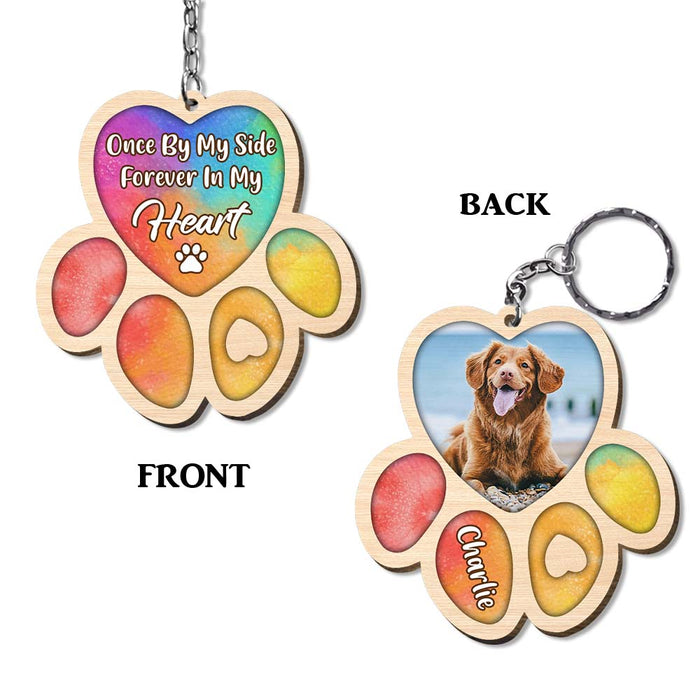 Personalized Dog Memorial Gift Once By My Side Forever In My Heart Wood Keychain 27544 1