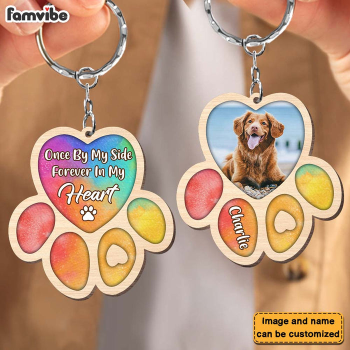 Personalized Dog Memorial Gift Once By My Side Forever In My Heart Wood Keychain 27544 1