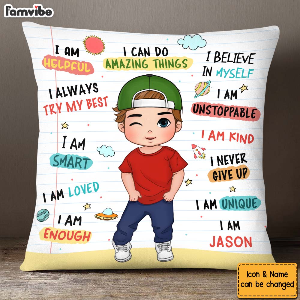 Personalized Gift For Grandson Kid Affirmation Pillow 27548 Primary Mockup