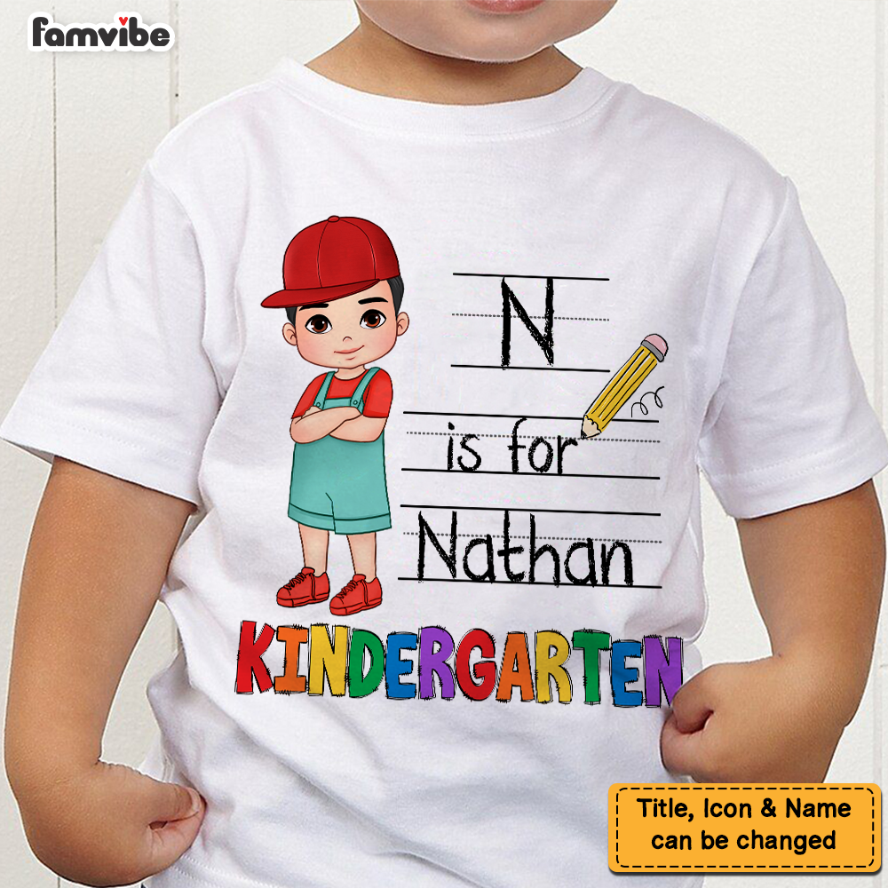 Personalized Gift For Grandson Alphabet Back To School Kid T Shirt 27552 Mockup Black