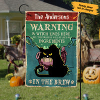 Personalized Witch Black Cat No Trespassing Halloween Flag SB81 87O57 thumb 1